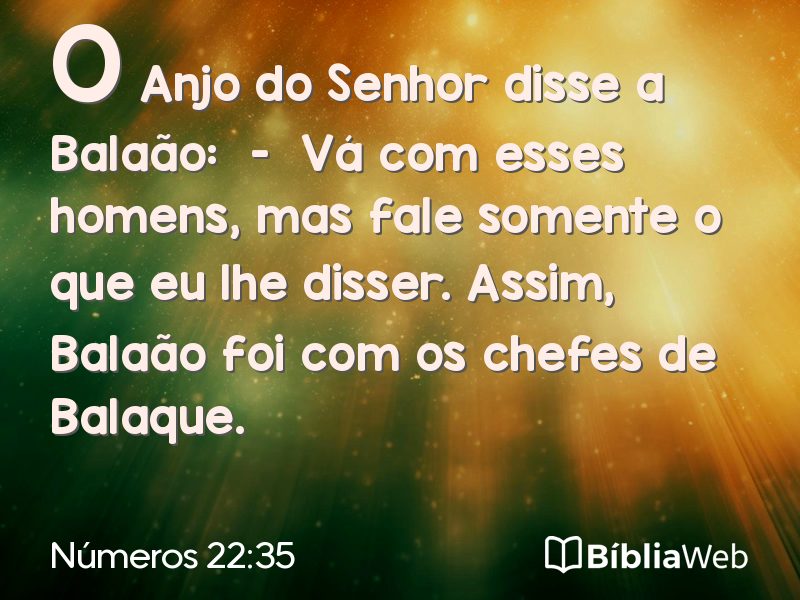 Números 22:35 em imagem para compartilhar