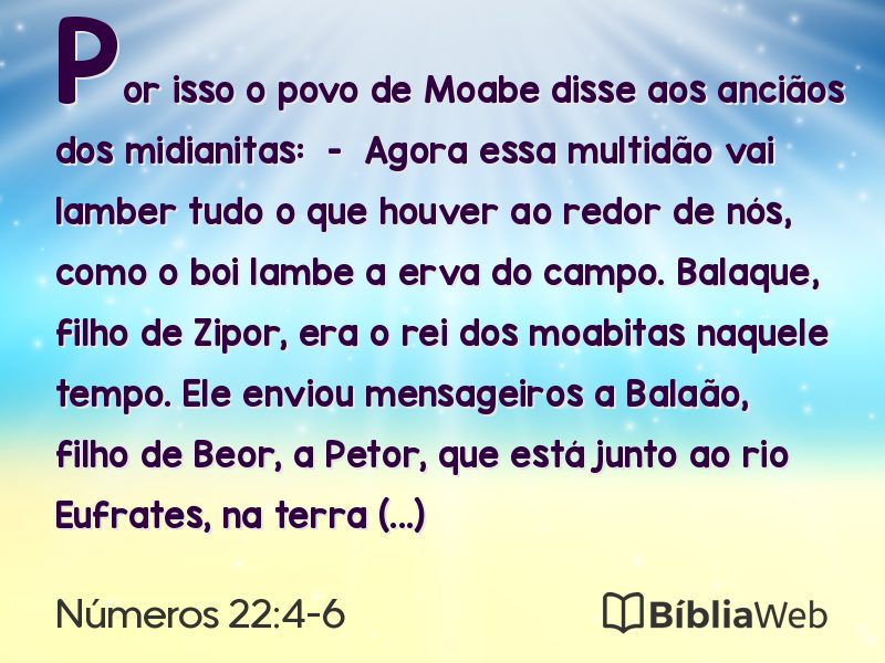 Números 22:4-6 em imagem para compartilhar