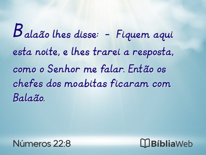 Números 22:8 em imagem para compartilhar