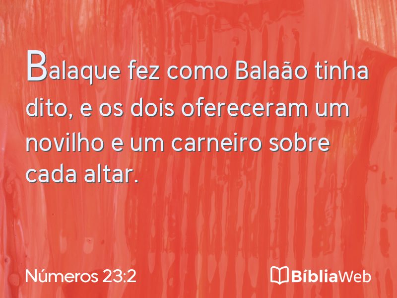 Números 23:2 em imagem para compartilhar