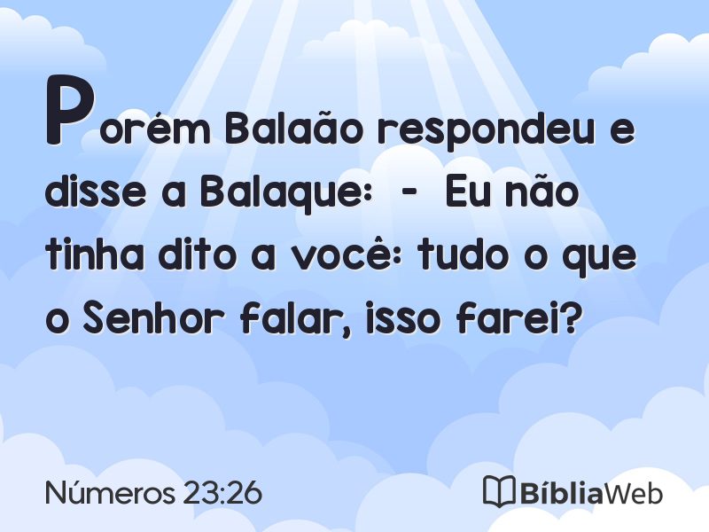 Números 23:26 em imagem para compartilhar