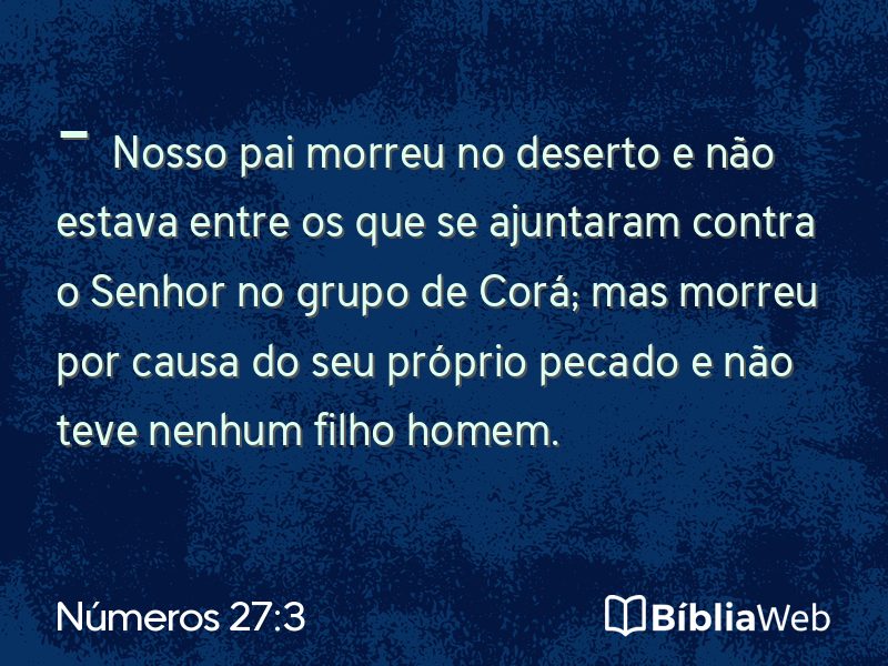 Números 27:3 em imagem para compartilhar