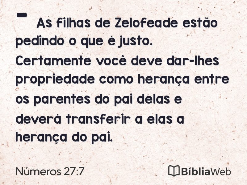 Números 27:7 em imagem para compartilhar