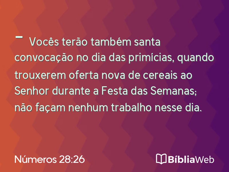 Números 28:26 em imagem para compartilhar