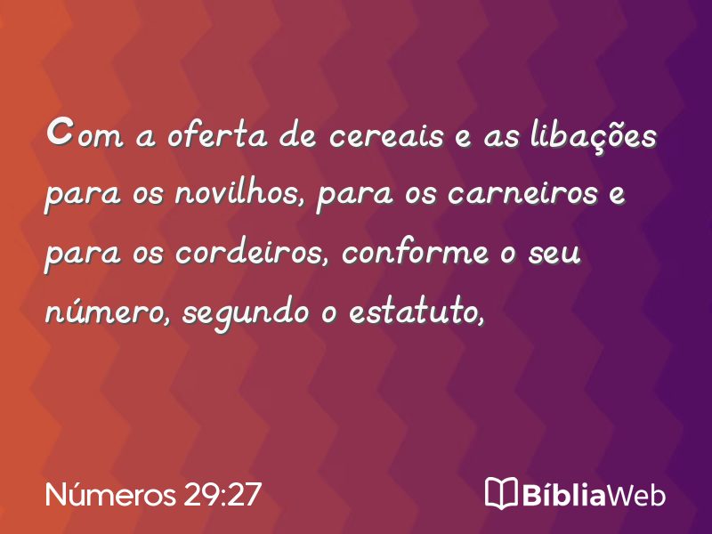 Números 29:27 em imagem para compartilhar