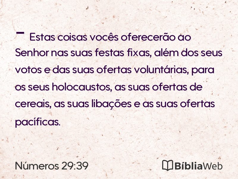 Números 29:39 em imagem para compartilhar