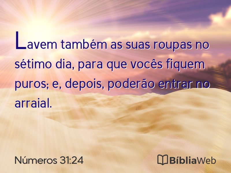 Números 31:24 em imagem para compartilhar