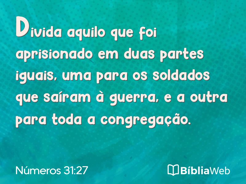 Números 31:27 em imagem para compartilhar