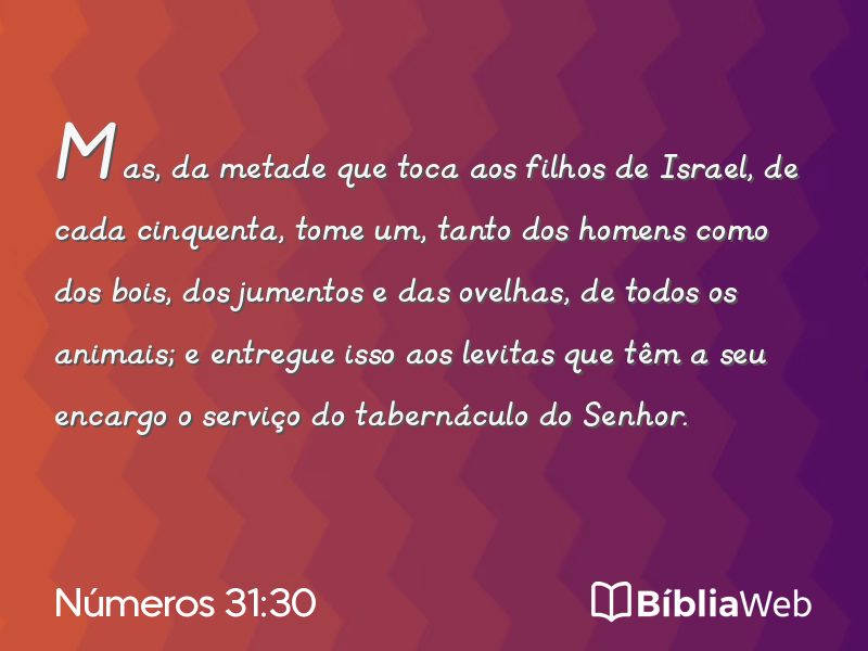 Números 31:30 em imagem para compartilhar