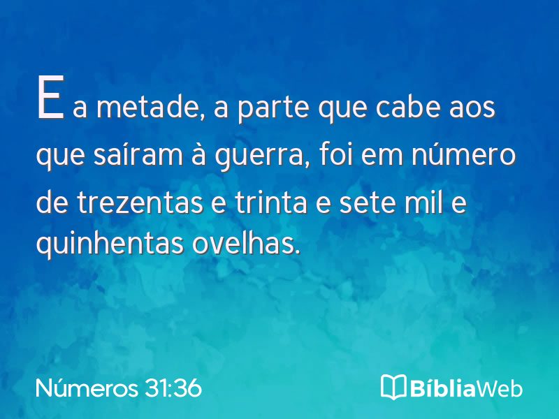 Números 31:36 em imagem para compartilhar