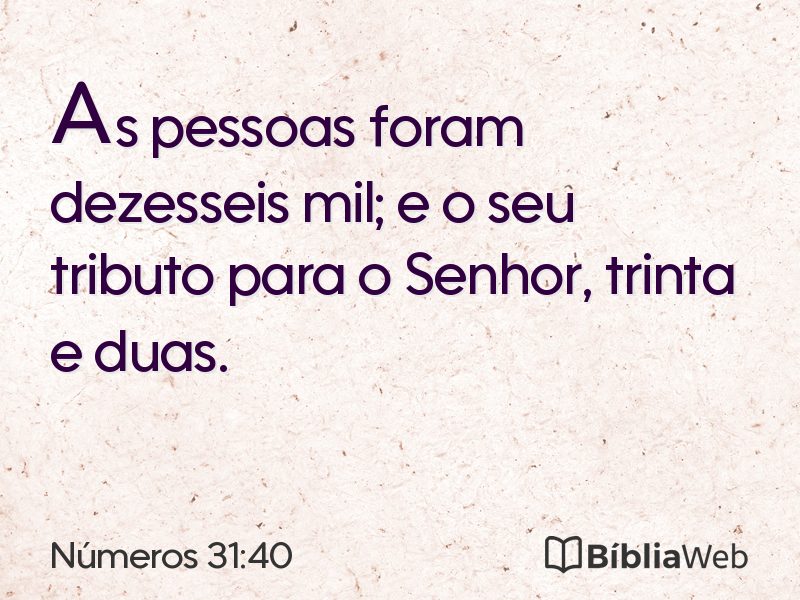 Números 31:40 em imagem para compartilhar