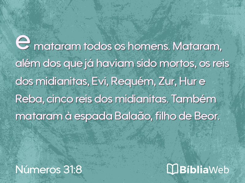 Números 31:8 em imagem para compartilhar