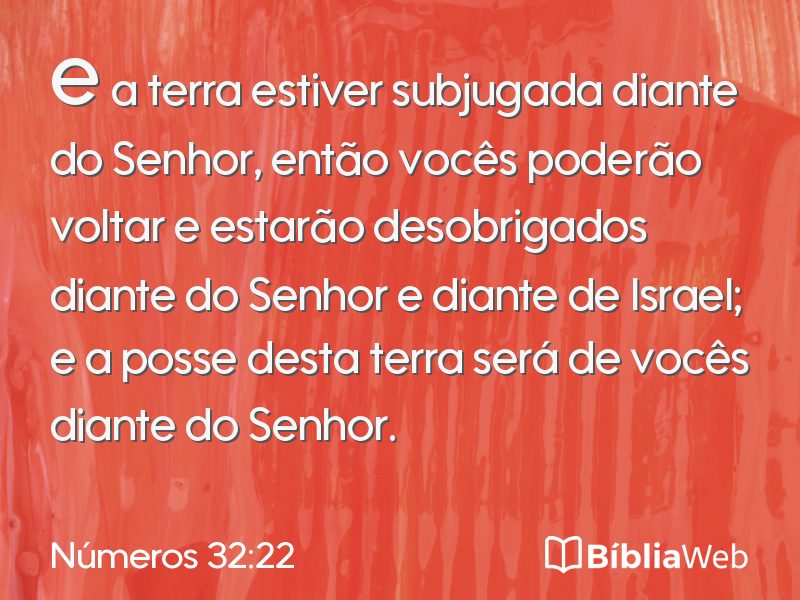Números 32:22 em imagem para compartilhar
