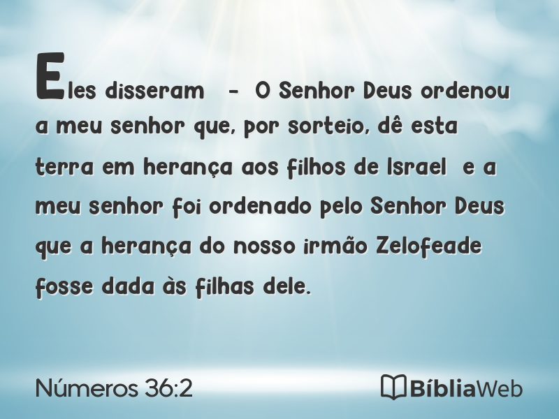 Números 36:2 em imagem para compartilhar