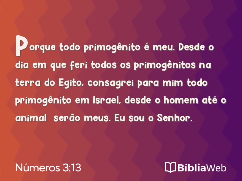 Números 3:13 em imagem para compartilhar