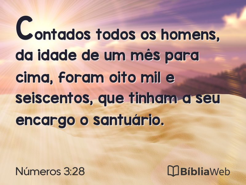 Números 3:28 em imagem para compartilhar