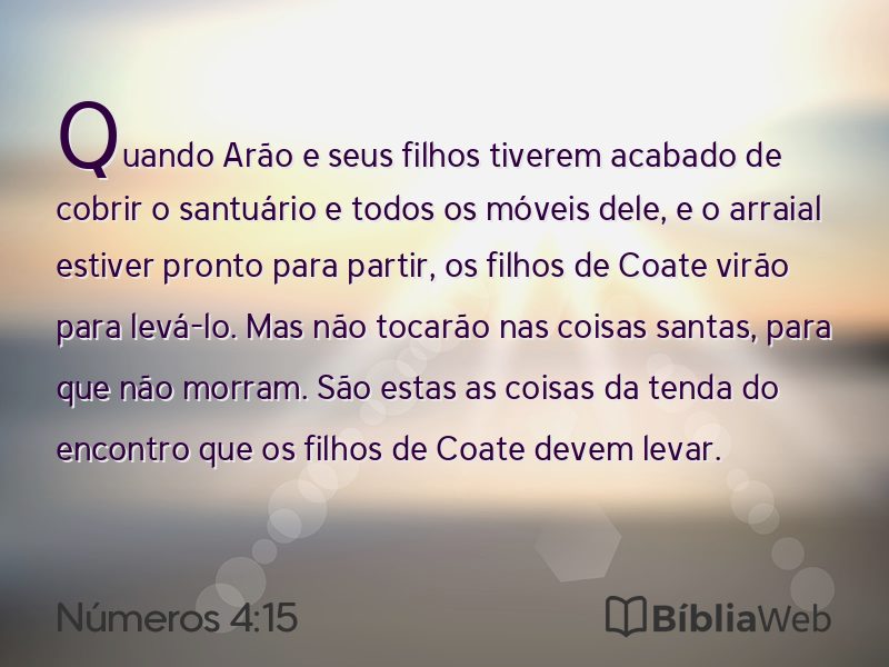 Números 4:15 em imagem para compartilhar