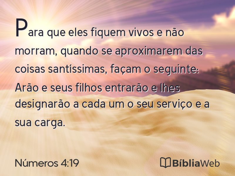 Números 4:19 em imagem para compartilhar