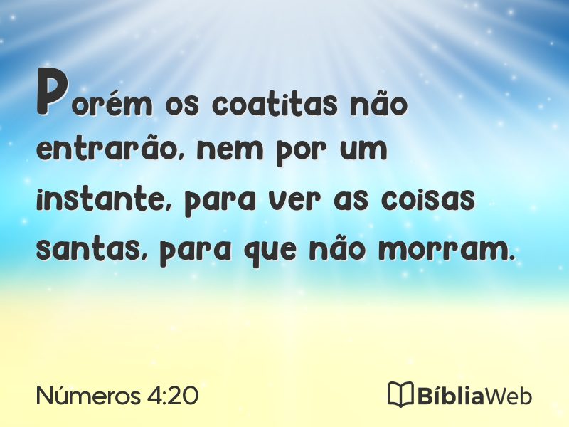Números 4:20 em imagem para compartilhar