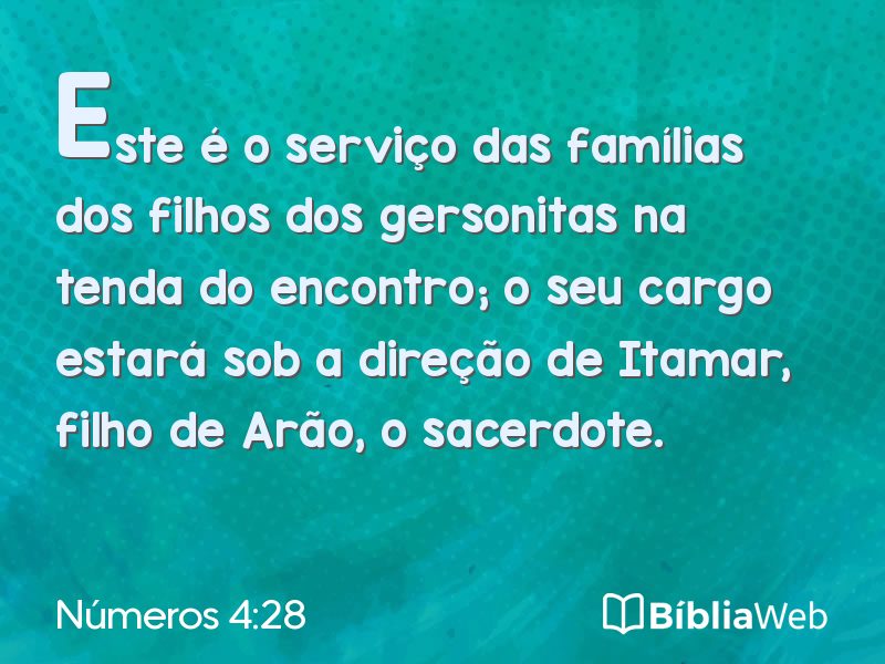 Números 4:28 em imagem para compartilhar