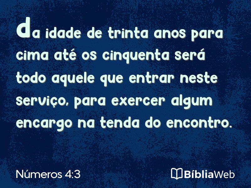 Números 4:3 em imagem para compartilhar