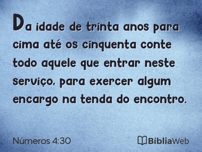 Números 4:30 em imagem para compartilhar