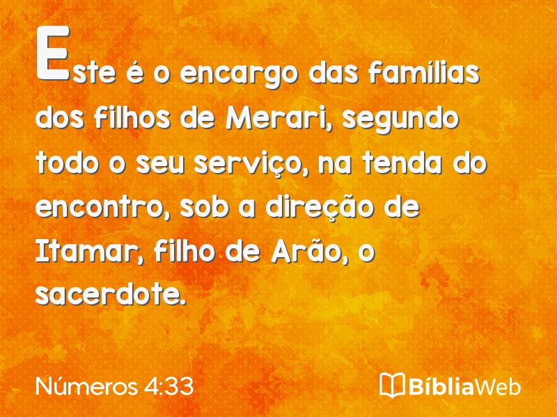 Números 4:33 em imagem para compartilhar