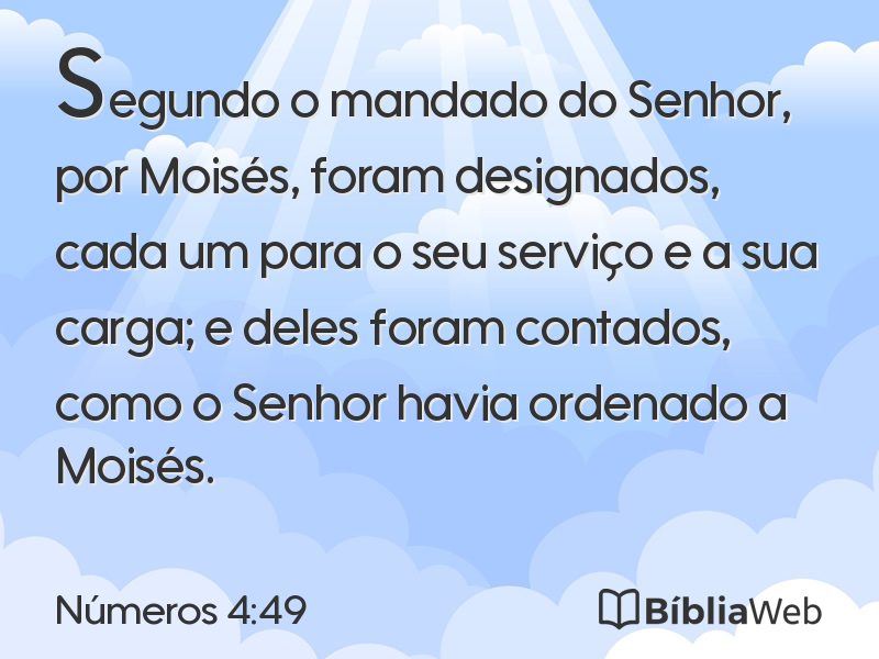 Números 4:49 em imagem para compartilhar