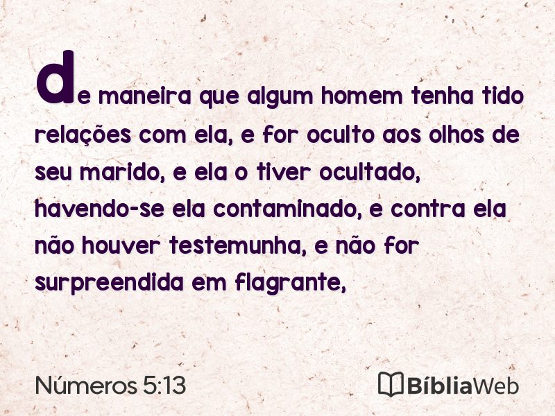Números 5:13 em imagem para compartilhar