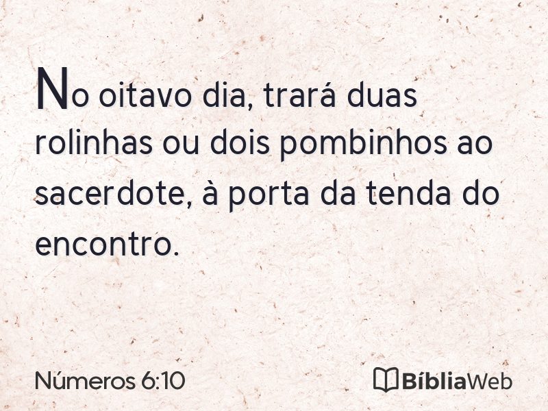 Números 6:10 em imagem para compartilhar