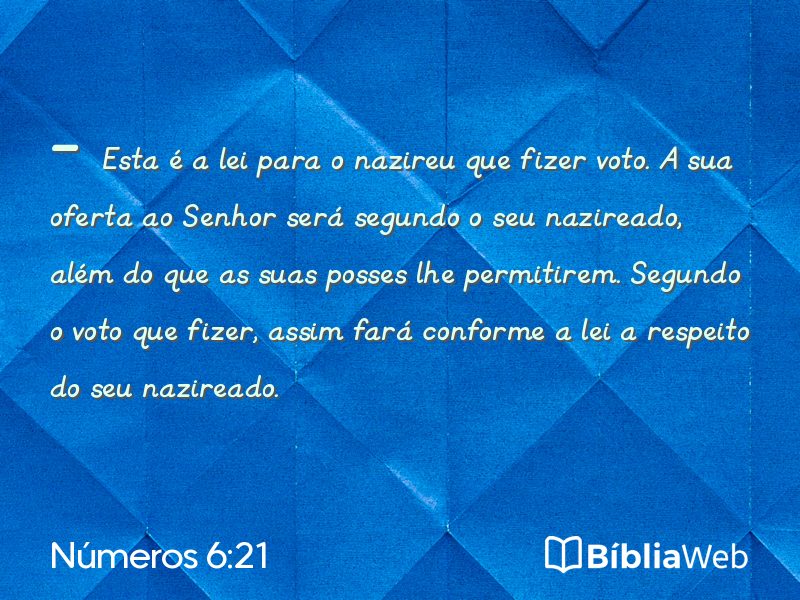 Números 6:21 em imagem para compartilhar