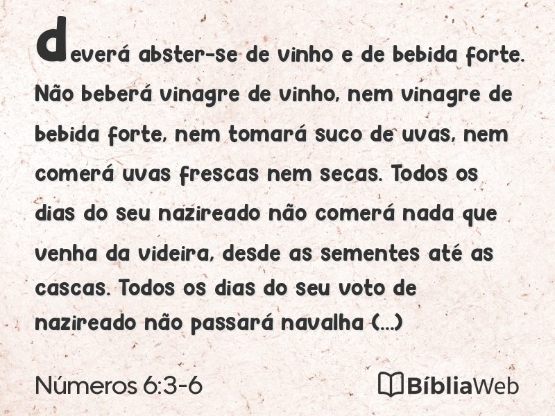 Números 6:3-6 em imagem para compartilhar