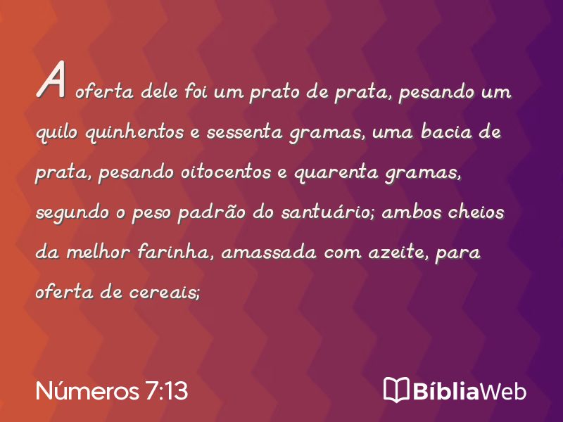 Números 7:13 em imagem para compartilhar