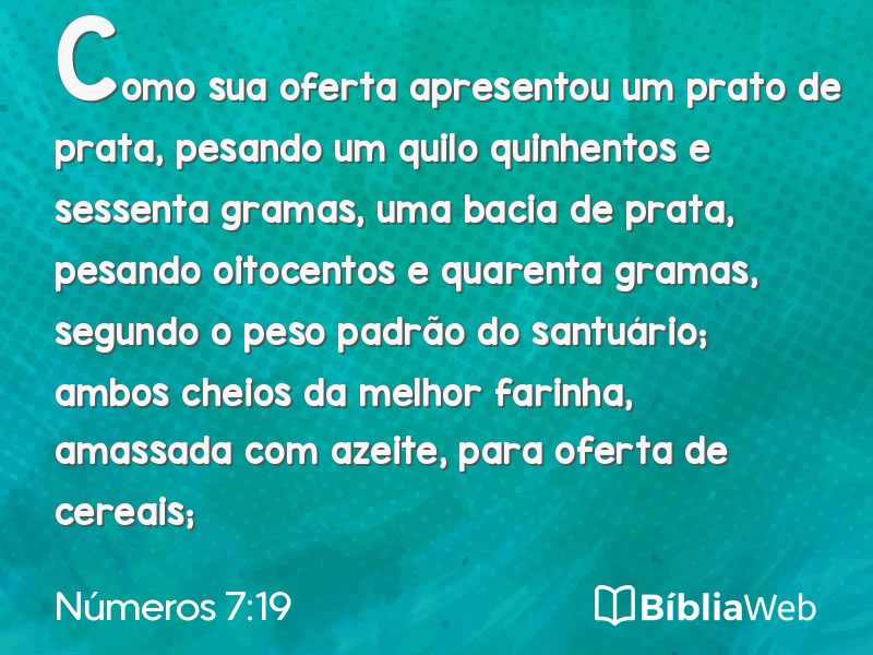 Números 7:19 em imagem para compartilhar