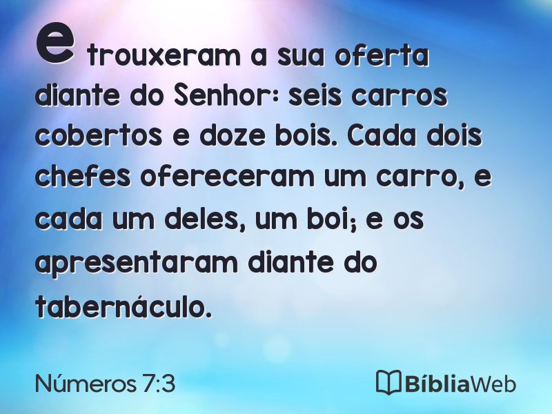 Números 7:3 em imagem para compartilhar