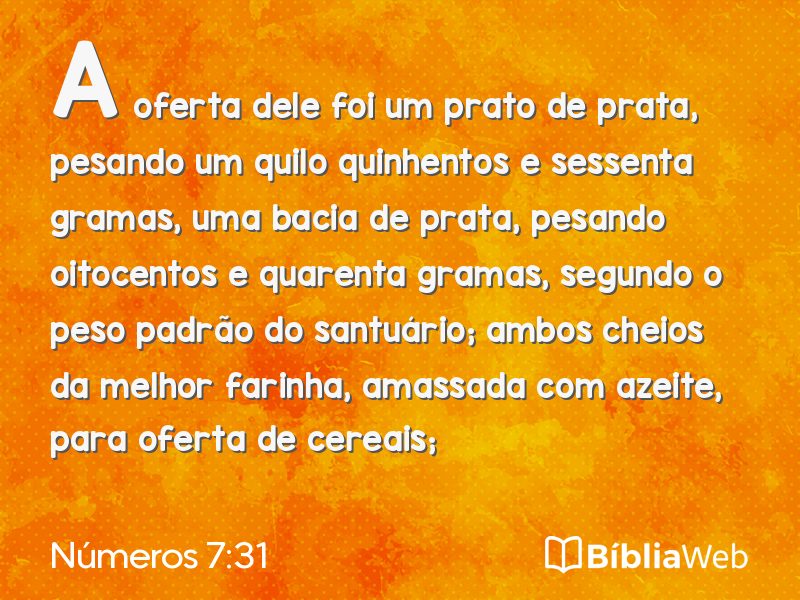 Números 7:31 em imagem para compartilhar