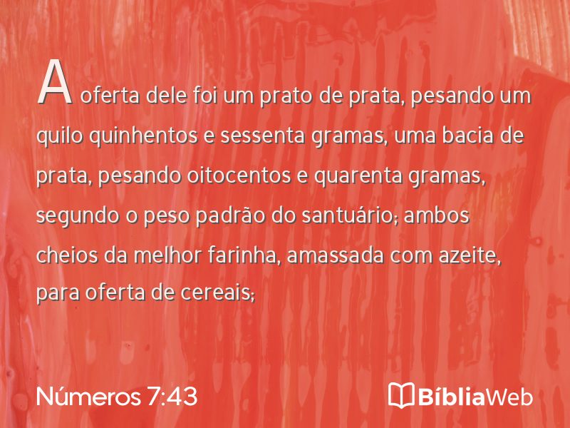 Números 7:43 em imagem para compartilhar