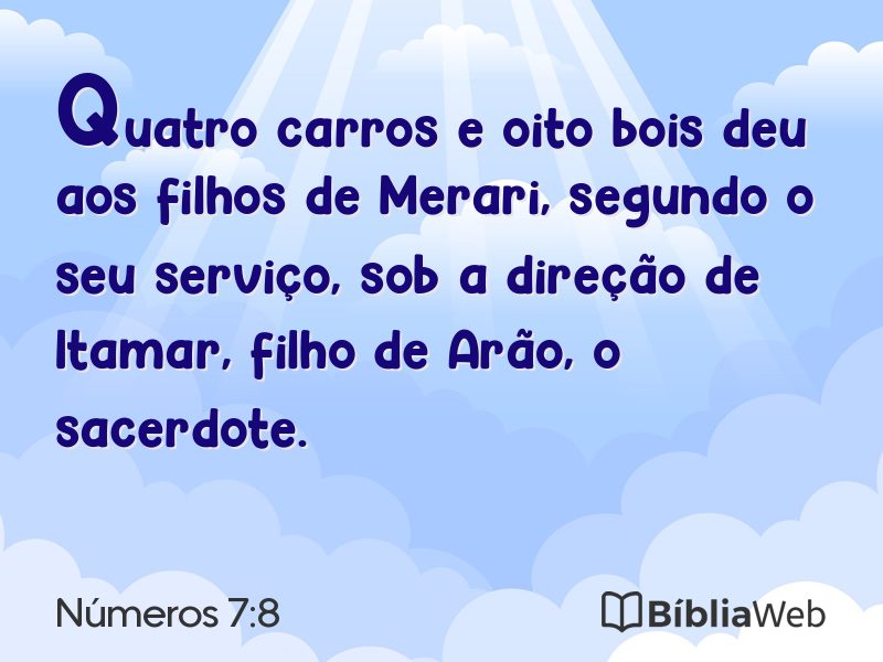 Números 7:8 em imagem para compartilhar