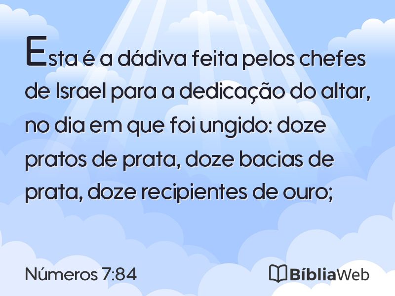 Números 7:84 em imagem para compartilhar