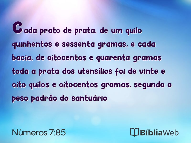 Números 7:85 em imagem para compartilhar