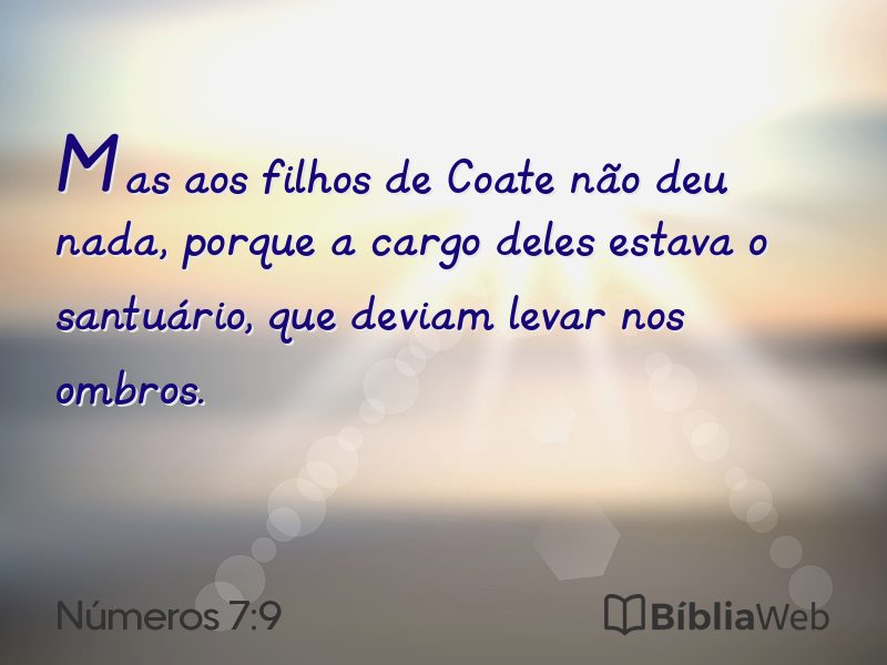 Números 7:9 em imagem para compartilhar