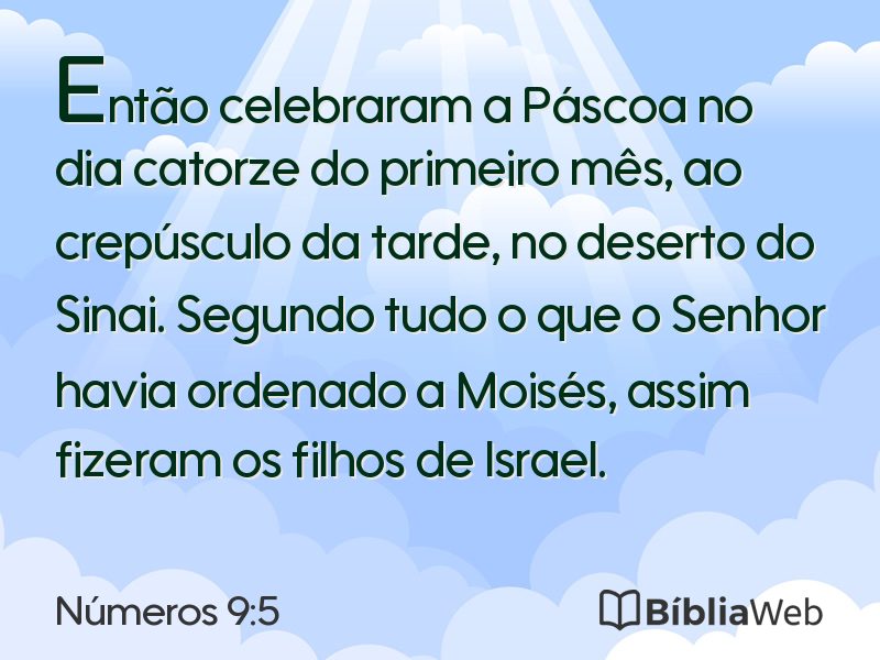 Números 9:5 em imagem para compartilhar