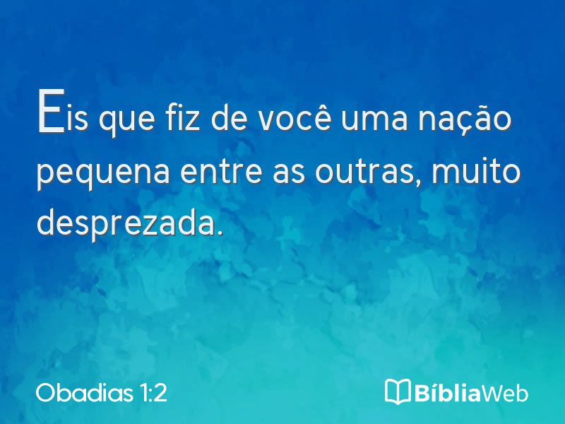 Obadias 1:2 em imagem para compartilhar