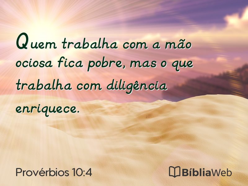 Provérbios 10:4 em imagem para compartilhar