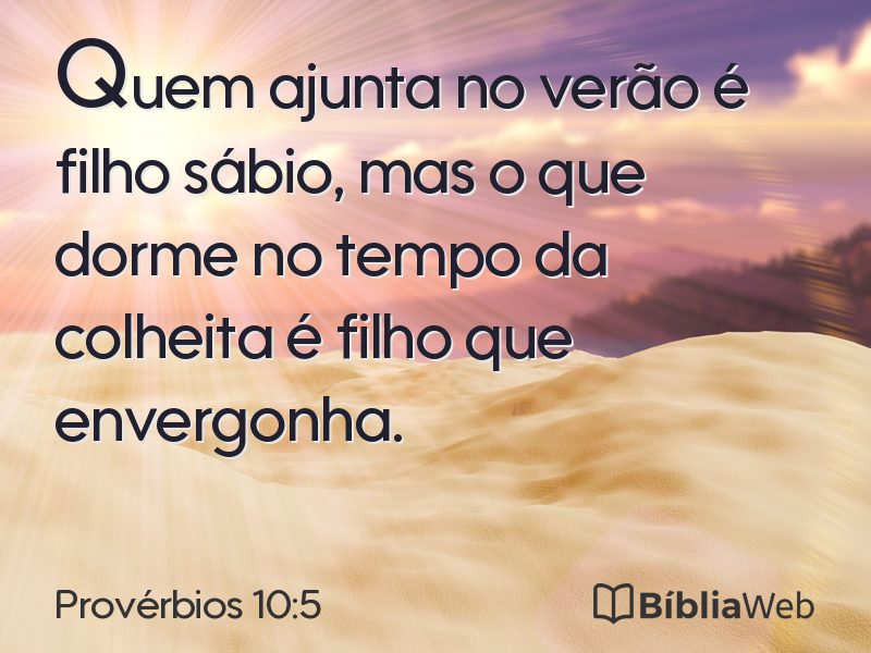 Provérbios 10:5 em imagem para compartilhar