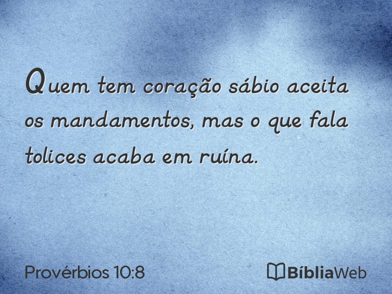 Provérbios 10:8 em imagem para compartilhar