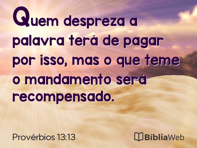 Provérbios 13:13 em imagem para compartilhar