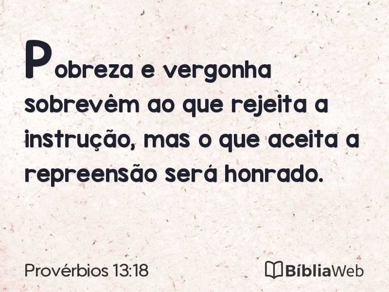 Provérbios 13:18 em imagem para compartilhar