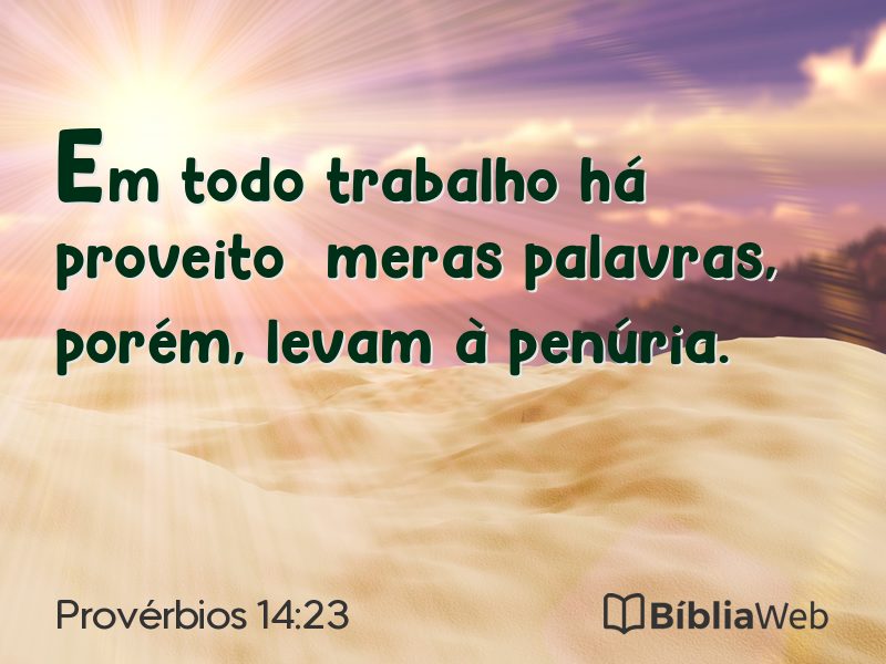 Provérbios 14:23 em imagem para compartilhar