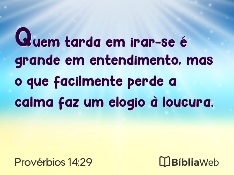 Provérbios 14:29 em imagem para compartilhar